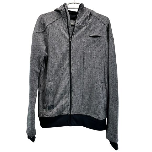 Brooks Pure Project Men's Black grey Hooded Zip Jacket Asymmetrical Zip Small - Picture 1 of 11